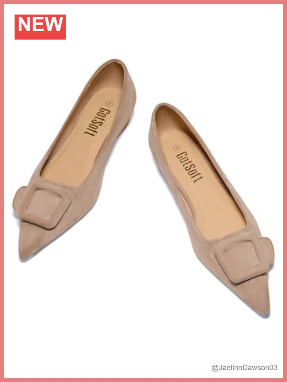 Lambskin Leather Insole Square Buckle Flats Slip On Pointed Toe Women's Shoes
